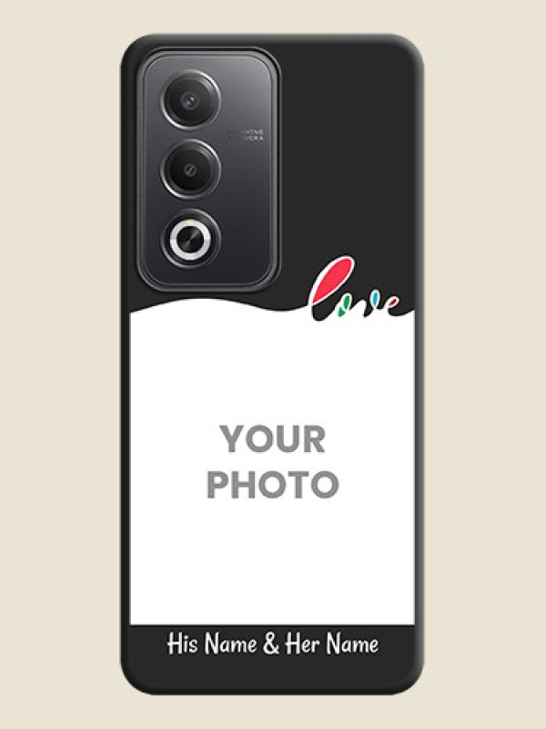 Custom Fall in Love Pattern with Picture on Photo On Space Black Custom Soft Matte Mobile Back Cover - Oppo A3 Pro 5G - alternate view
