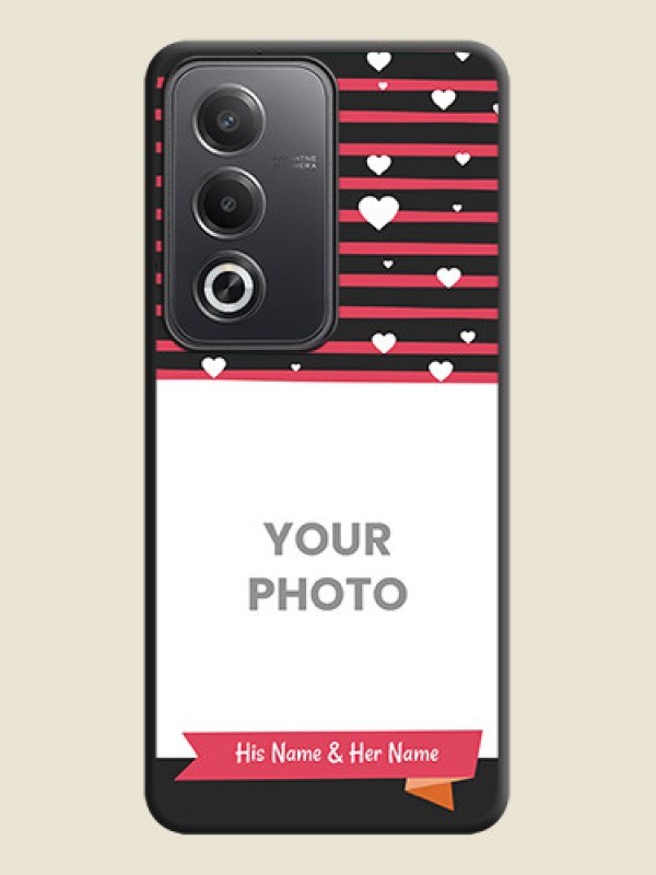 Custom White Color Love Symbols with Pink Lines Pattern On Space Black Custom Soft Matte Mobile Back Cover - Oppo A3 Pro 5G - alternate view