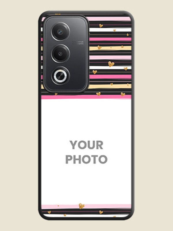 Custom Multicolor Lines and Golden Love Symbols Design on Photo On Space Black Custom Soft Matte Mobile Back Cover - Oppo A3 Pro 5G - alternate view