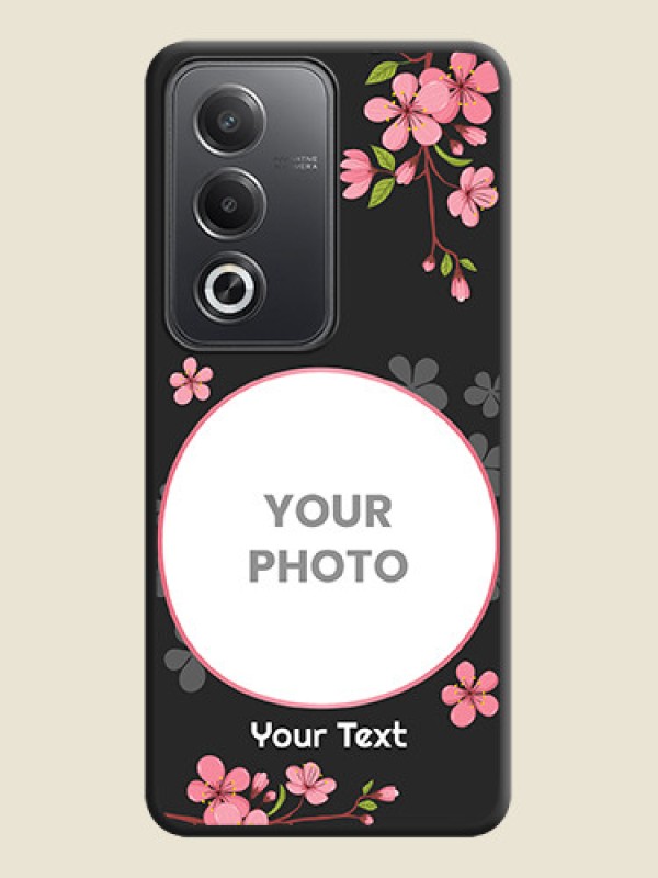 Custom Round Image with Pink Color Floral Design on Photo On Space Black Custom Soft Matte Mobile Back Cover - Oppo A3 Pro 5G - alternate view