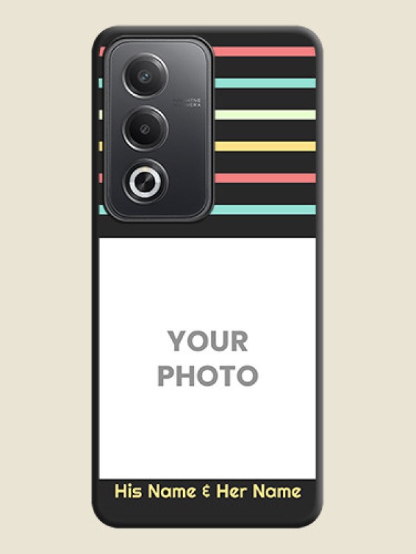 Custom Color Stripes with Photo and Text on Photo On Space Black Custom Soft Matte Mobile Back Cover - Oppo A3 Pro 5G - alternate view