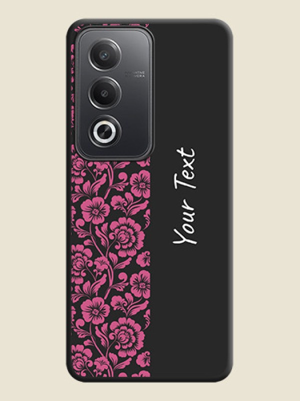 Custom Pink Floral Pattern Design With Custom Text On Space Black Custom Soft Matte Mobile Back Cover - Oppo A3 Pro 5G - alternate view