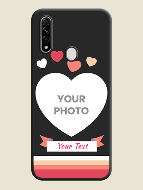 Custom Love Shaped Photo with Colorful Stripes on Personalised Space Black Soft Matte Cases - Oppo A31 - alternate view