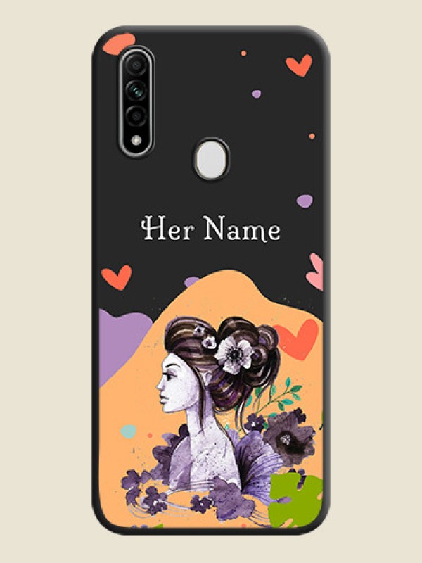 Custom Namecase For Her With Fancy Lady Image On Space Black Personalized Soft Matte Phone Covers -Oppo A31 - alternate view