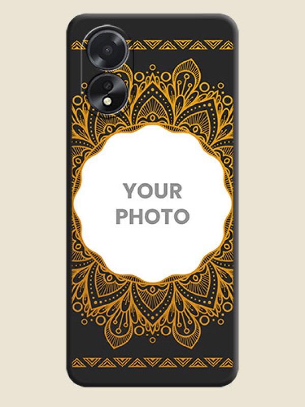 Custom Round Image with Floral Design - Photo on Space Black Soft Matte Mobile Cover - Oppo A38 - alternate view