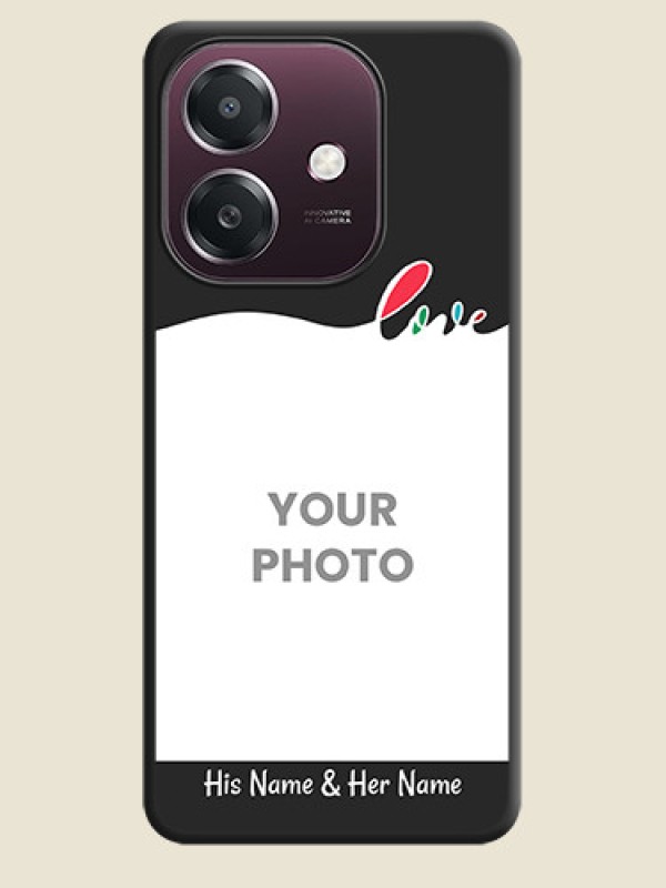 Custom Fall in Love Pattern with Picture on Photo On Space Black Custom Soft Matte Mobile Back Cover - Oppo A3X 4G - alternate view