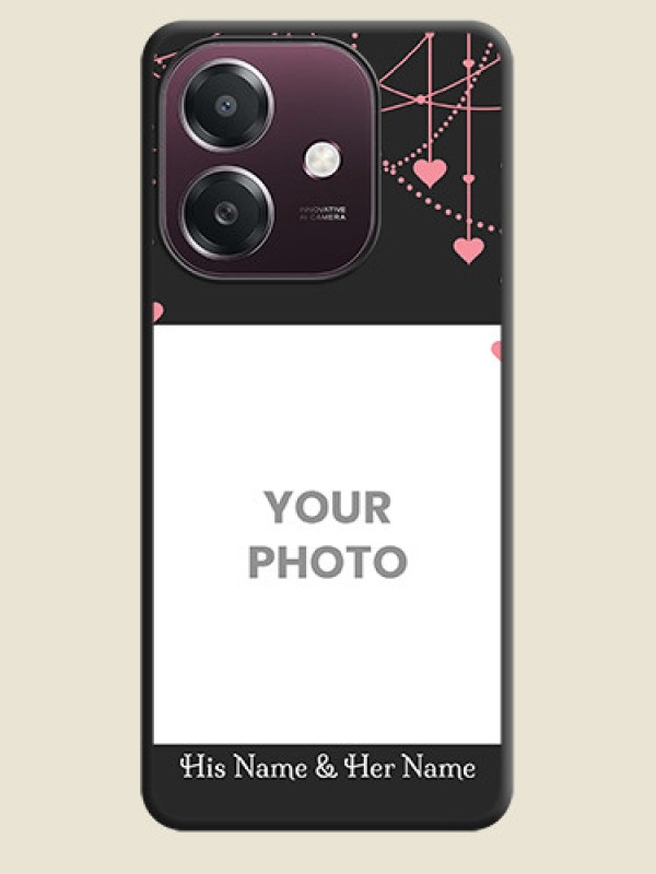 Custom Pink Love Hangings with Text On Space Black Custom Soft Matte Mobile Back Cover - Oppo A3X 4G - alternate view