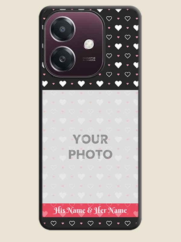 Custom White Color Love Symbols with Text Design on Photo On Space Black Custom Soft Matte Mobile Back Cover - Oppo A3X 4G - alternate view