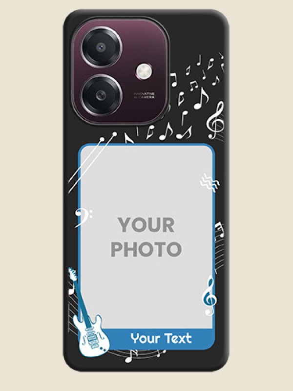 Custom Musical Theme Design with Text on Photo On Space Black Custom Soft Matte Mobile Back Cover - Oppo A3X 4G - alternate view