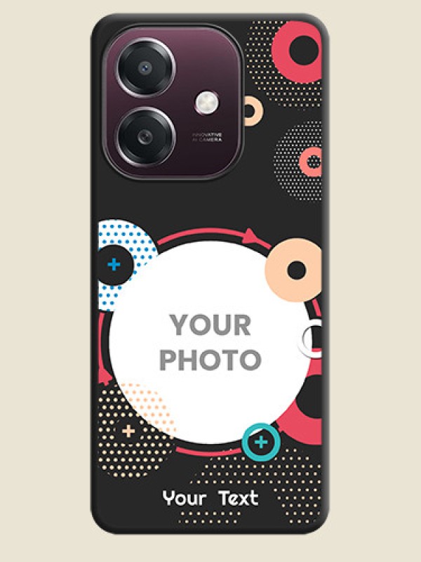 Custom Multicoloured Round Image On Space Black Custom Soft Matte Mobile Back Cover - Oppo A3X 4G - alternate view