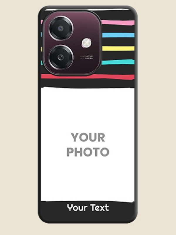 Custom Multicolor Lines with Image On Space Black Custom Soft Matte Mobile Back Cover - Oppo A3X 4G - alternate view