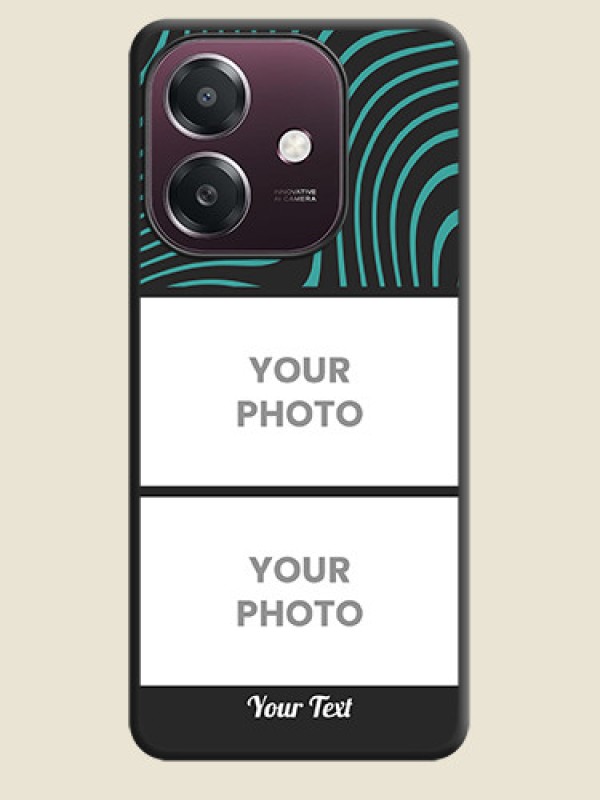 Custom Wave Pattern with 2 Image Holder On Space Black Custom Soft Matte Mobile Back Cover - Oppo A3X 4G - alternate view