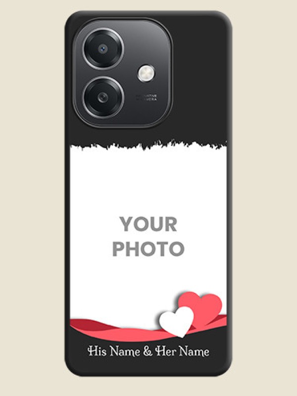 Custom Pin Color Love Shaped Ribbon Design with Text On Space Black Custom Soft Matte Mobile Back Cover - Oppo A3X 5G - alternate view