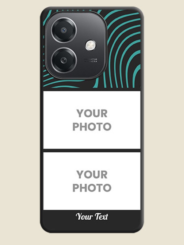 Custom Wave Pattern with 2 Image Holder On Space Black Custom Soft Matte Mobile Back Cover - Oppo A3X 5G - alternate view