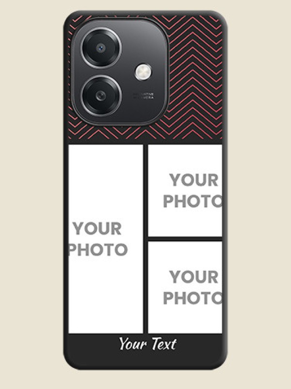 Custom Wave Pattern with 3 Image Holder On Space Black Custom Soft Matte Mobile Back Cover - Oppo A3X 5G - alternate view