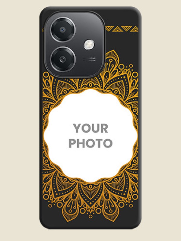 Custom Round Image with Floral Design On Space Black Custom Soft Matte Mobile Back Cover - Oppo A3X 5G - alternate view