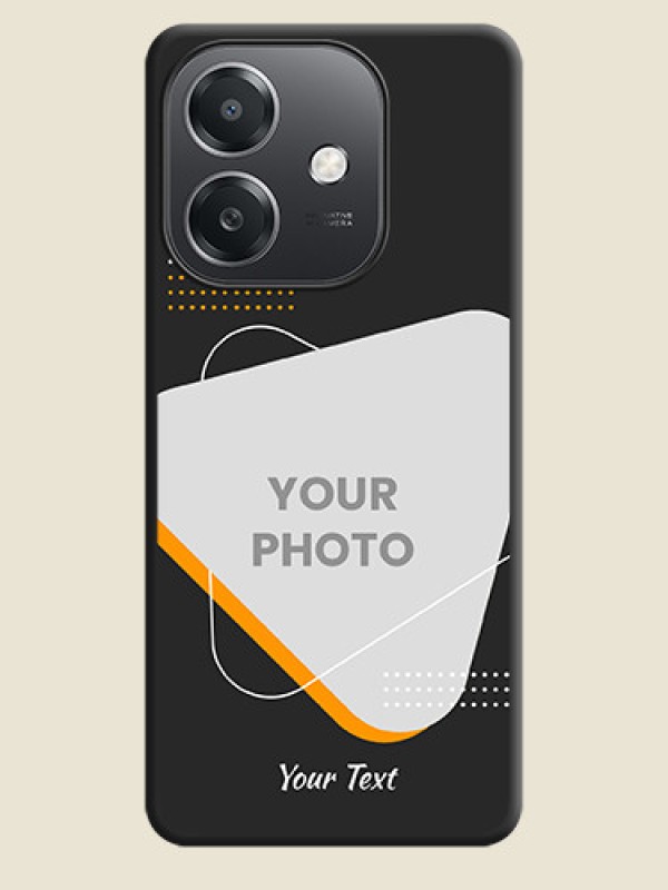 Custom Yellow Triangle on Photo On Space Black Custom Soft Matte Mobile Back Cover - Oppo A3X 5G - alternate view