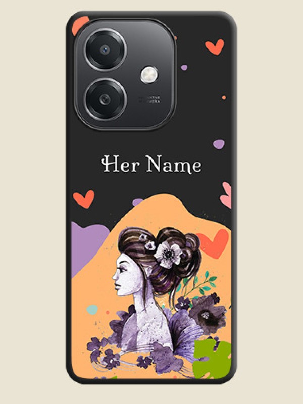 Custom Namecase For Her With Fancy Lady Image On Space Black Custom Soft Matte Mobile Back Cover - Oppo A3X 5G - alternate view