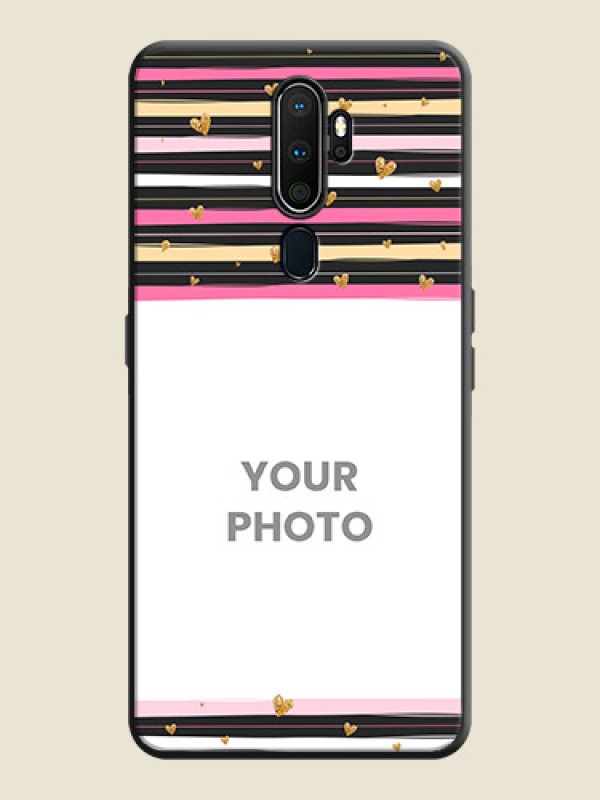 Custom Multicolor Lines and Golden Love Symbols Design - Photo on Space Black Soft Matte Mobile Cover - Oppo A5 2020 - alternate view
