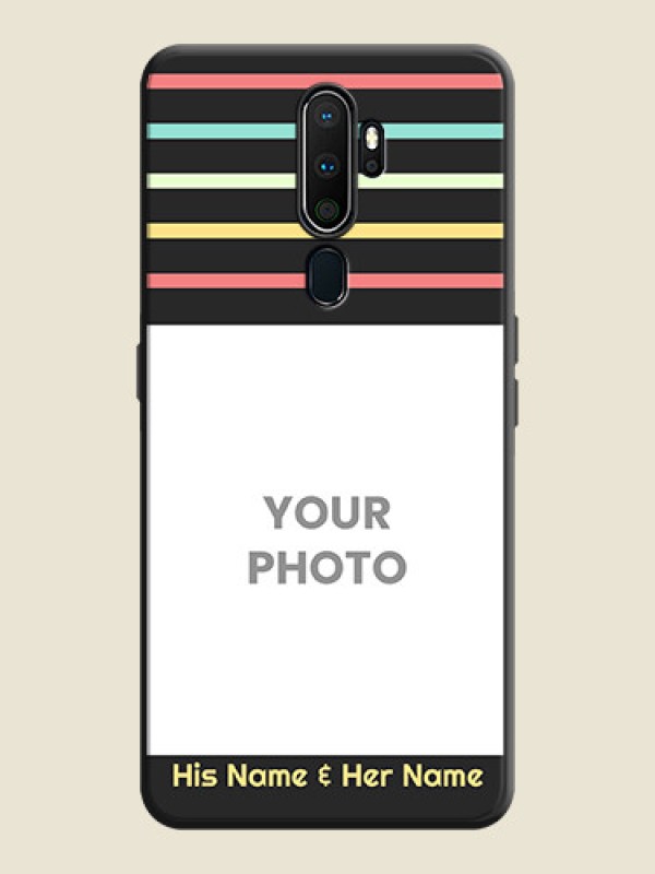 Custom Color Stripes with Photo and Text - Photo on Space Black Soft Matte Mobile Case - Oppo A5 2020 - alternate view