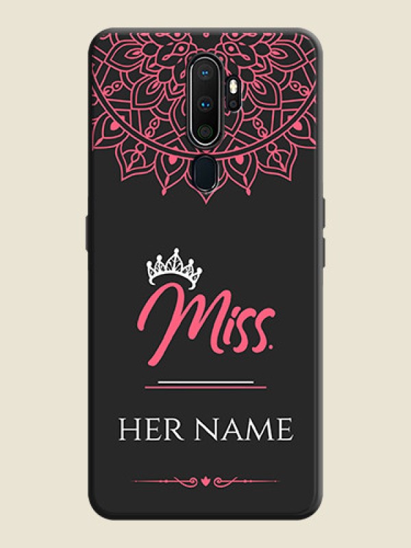 Custom Mrs Name with Floral Design on Space Black Personalized Soft Matte Phone Covers - Oppo A5 2020 - alternate view