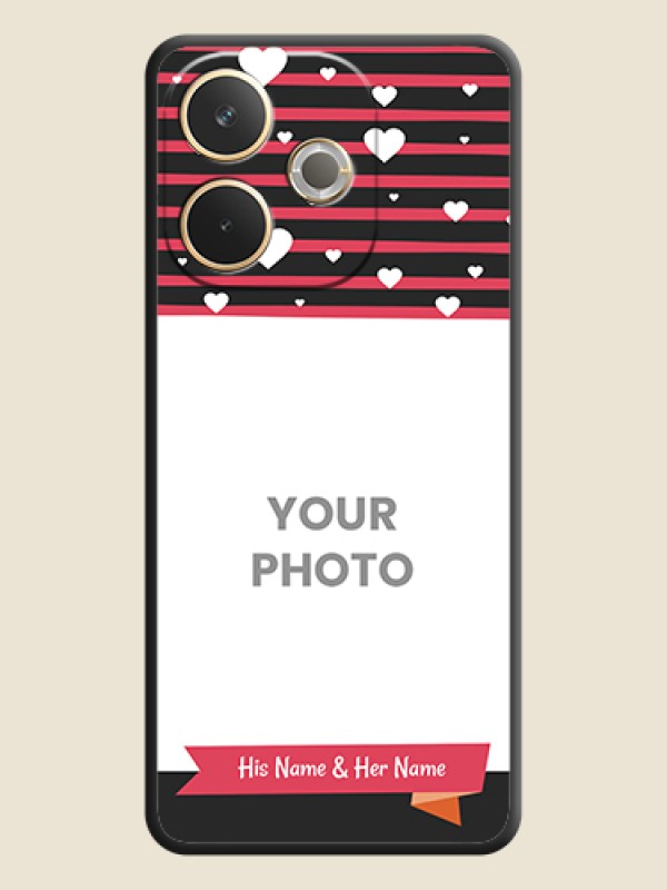 Custom White Color Love Symbols with Pink Lines Pattern On Space Black Custom Soft Matte Mobile Back Cover - Oppo A5 Pro 5G - alternate view