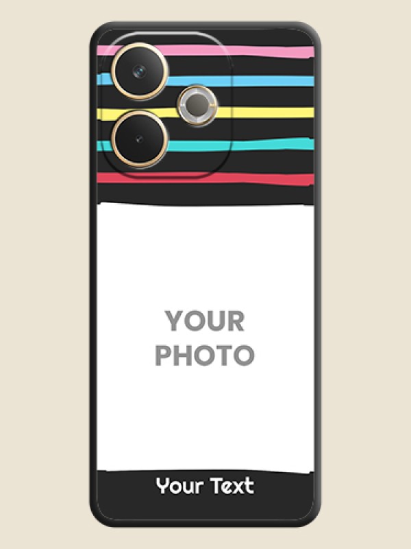 Custom Multicolor Lines with Image On Space Black Custom Soft Matte Mobile Back Cover - Oppo A5 Pro 5G - alternate view