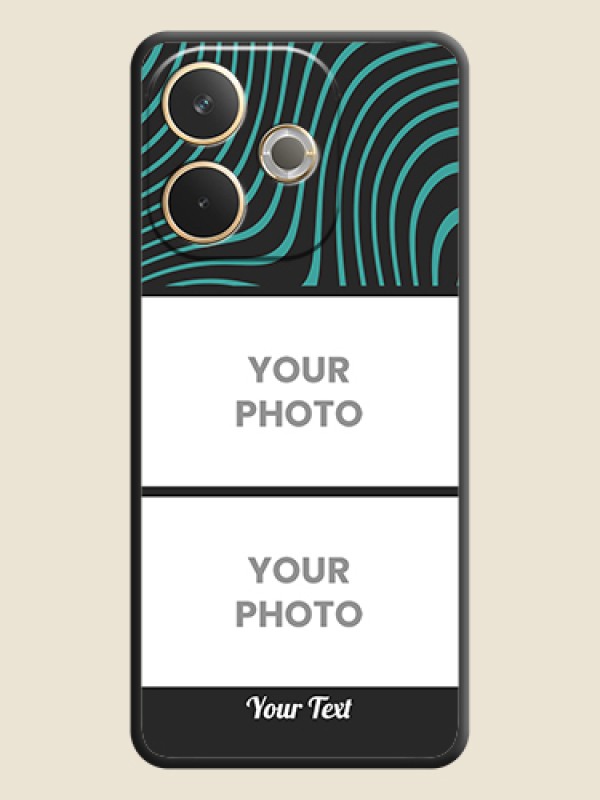 Custom Wave Pattern with 2 Image Holder On Space Black Custom Soft Matte Mobile Back Cover - Oppo A5 Pro 5G - alternate view