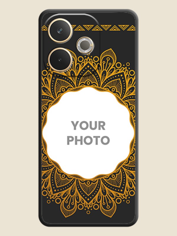 Custom Round Image with Floral Design On Space Black Custom Soft Matte Mobile Back Cover - Oppo A5 Pro 5G - alternate view