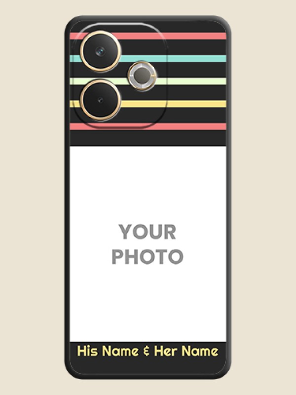 Custom Color Stripes with Photo and Text on Photo On Space Black Custom Soft Matte Mobile Back Cover - Oppo A5 Pro 5G - alternate view