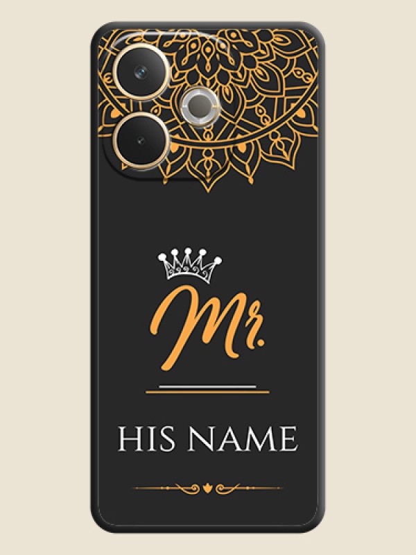Custom Mr Name with Floral Design On Space Black Custom Soft Matte Mobile Back Cover - Oppo A5 Pro 5G - alternate view