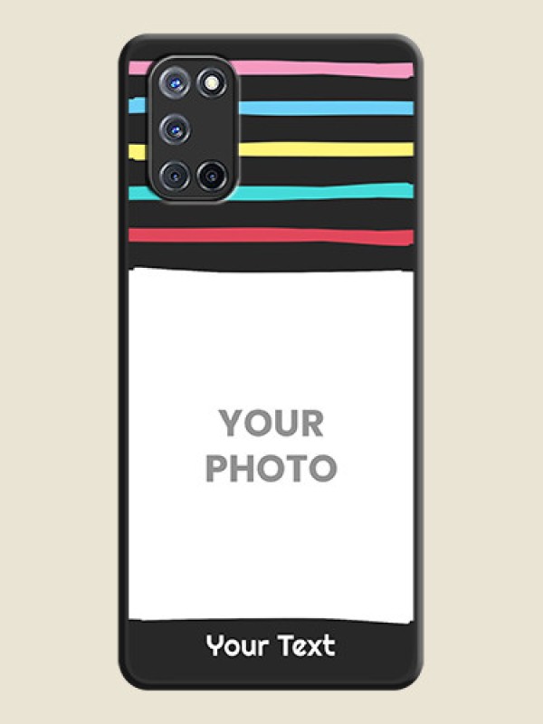 Custom Multicolor Lines with Image on Space Black Personalized Soft Matte Phone Covers - Oppo A52 - alternate view