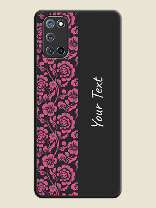 Custom Pink Floral Pattern Design With Custom Text On Space Black Personalized Soft Matte Phone Covers -Oppo A52 - alternate view