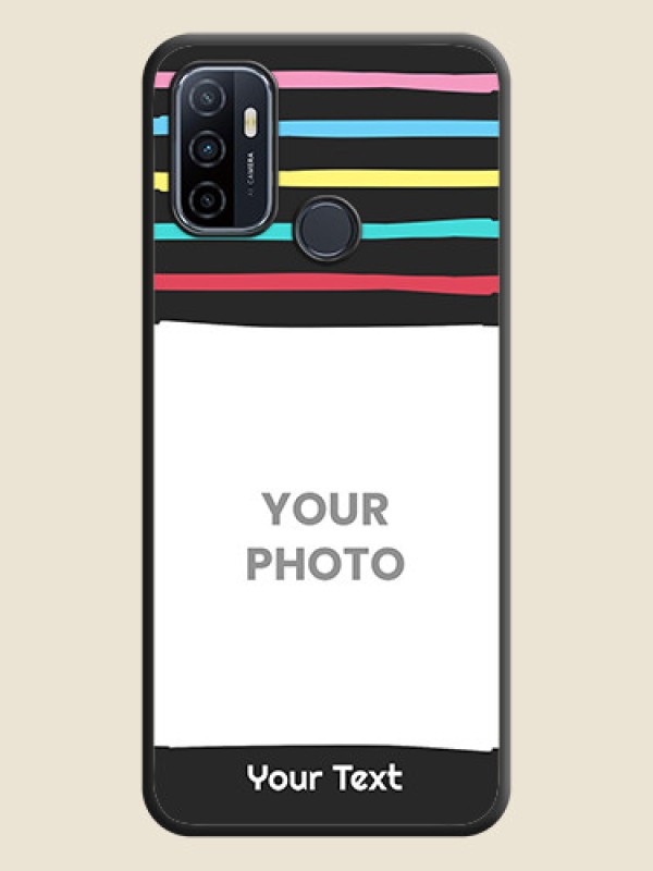Custom Multicolor Lines with Image on Space Black Personalized Soft Matte Phone Covers - Oppo A53 2020 - alternate view