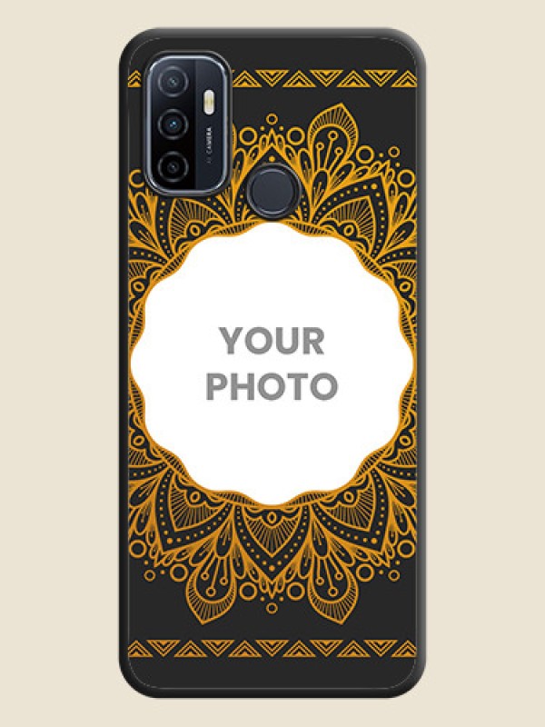 Custom Round Image with Floral Design on Photo on Space Black Soft Matte Mobile Cover - Oppo A53 2020 - alternate view