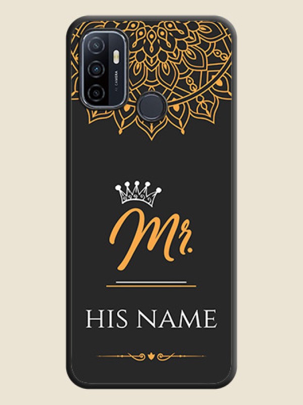 Custom Mr Name with Floral Design  on Personalised Space Black Soft Matte Cases - Oppo A53 2020 - alternate view