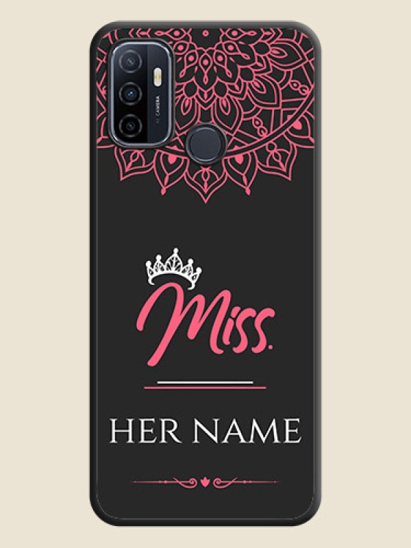 Custom Mrs Name with Floral Design on Space Black Personalized Soft Matte Phone Covers - Oppo A53 2020 - alternate view