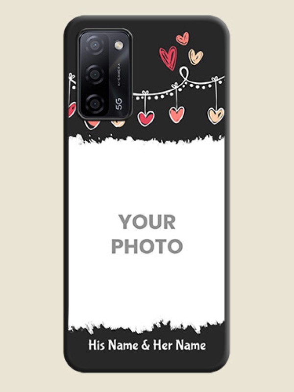 Custom Pink Love Hangings with Name on Space Black Custom Soft Matte Phone Cases - Oppo A53s 5G - alternate view