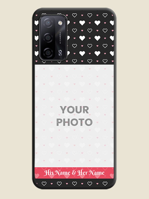 Custom White Color Love Symbols with Text Design on Photo on Space Black Soft Matte Phone Cover - Oppo A53s 5G - alternate view