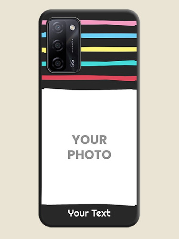Custom Multicolor Lines with Image on Space Black Personalized Soft Matte Phone Covers - Oppo A53s 5G - alternate view