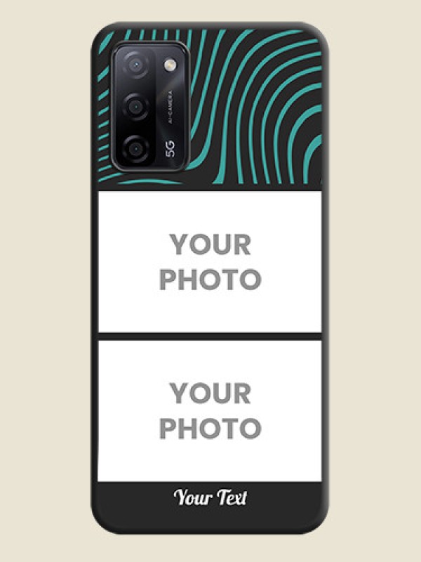 Custom Wave Pattern with 2 Image Holder on Space Black Personalized Soft Matte Phone Covers - Oppo A53s 5G - alternate view