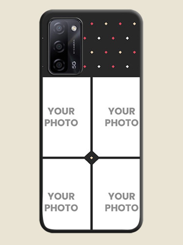 Custom Multicolor Dotted Pattern with 4 Image Holder on Space Black Custom Soft Matte Phone Cases - Oppo A53s 5G - alternate view