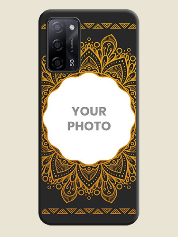 Custom Round Image with Floral Design on Photo on Space Black Soft Matte Mobile Cover - Oppo A53s 5G - alternate view