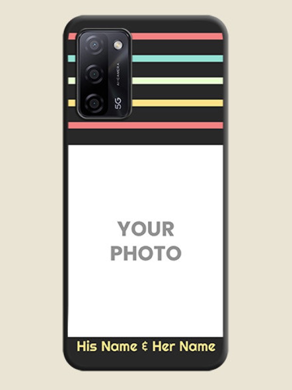 Custom Color Stripes with Photo and Text on Photo on Space Black Soft Matte Mobile Case - Oppo A53s 5G - alternate view