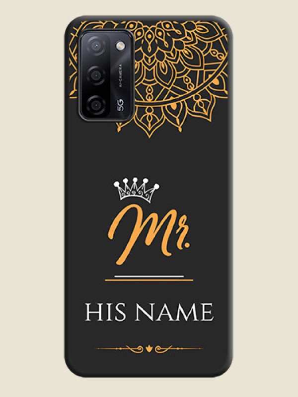 Custom Mr Name with Floral Design  on Personalised Space Black Soft Matte Cases - Oppo A53s 5G - alternate view