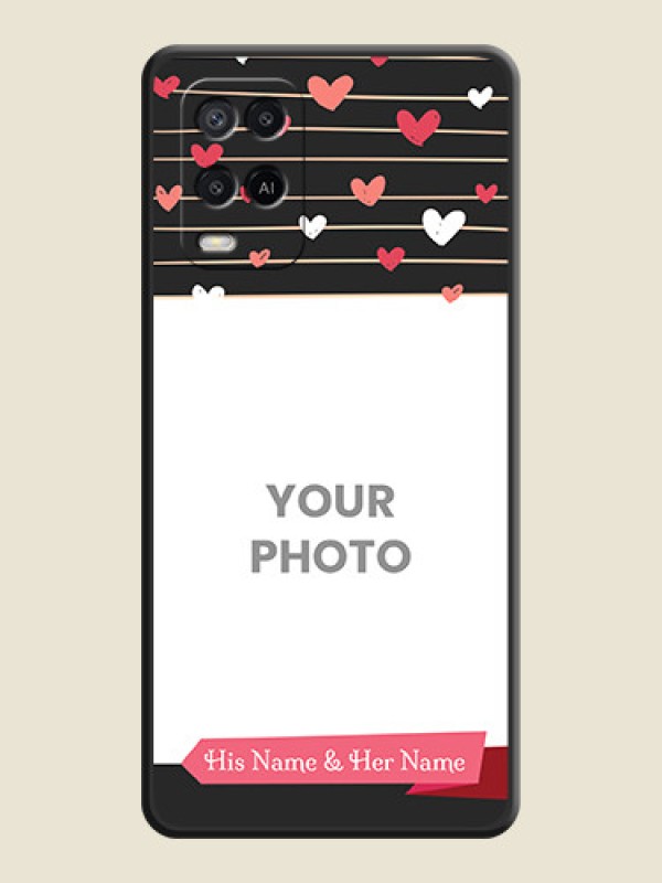 Custom Love Pattern with Name on Pink Ribbon  on Photo on Space Black Soft Matte Back Cover - Oppo A54 - alternate view