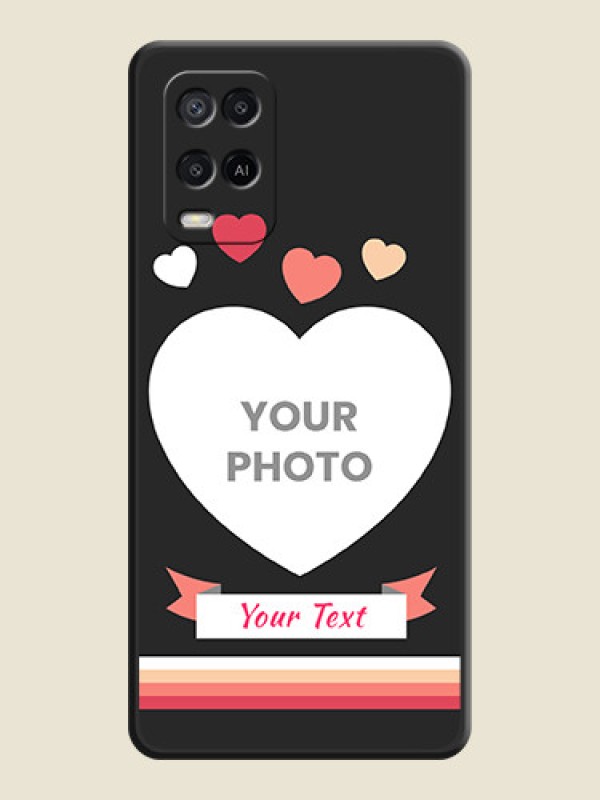 Custom Love Shaped Photo with Colorful Stripes on Personalised Space Black Soft Matte Cases - Oppo A54 - alternate view