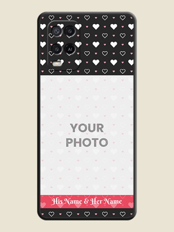 Custom White Color Love Symbols with Text Design on Photo on Space Black Soft Matte Phone Cover - Oppo A54 - alternate view