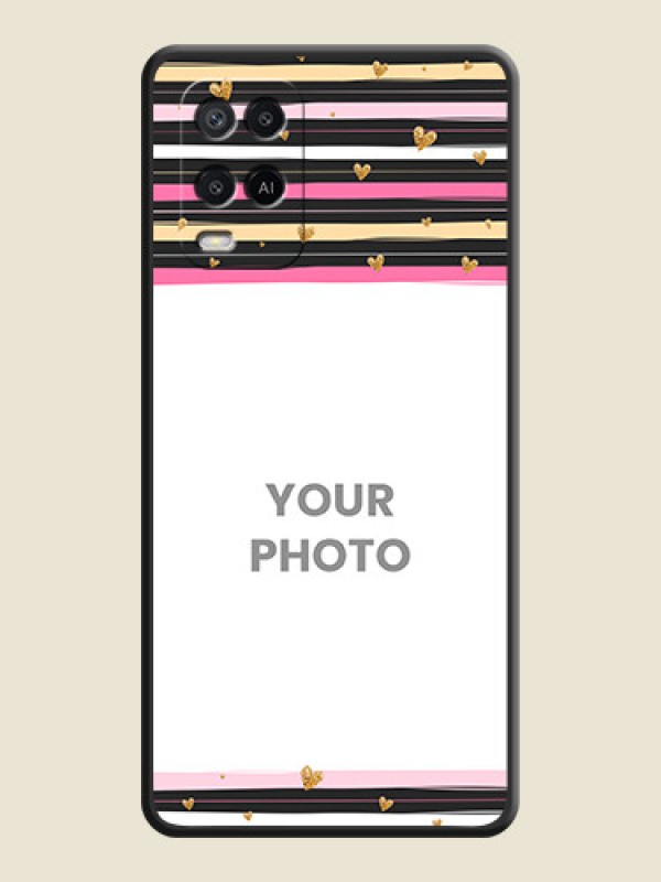 Custom Multicolor Lines and Golden Love Symbols Design on Photo on Space Black Soft Matte Mobile Cover - Oppo A54 - alternate view