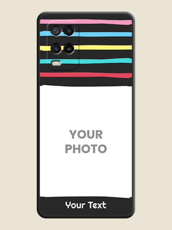Custom Multicolor Lines with Image on Space Black Personalized Soft Matte Phone Covers - Oppo A54 - alternate view